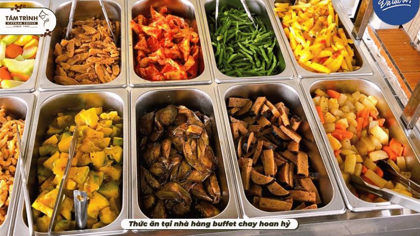 Thức ăn tại nhà hàng buffet chay hoan hỷ
