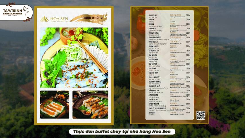 Thực đơn buffet chay tại nhà hàng Hoa Sen