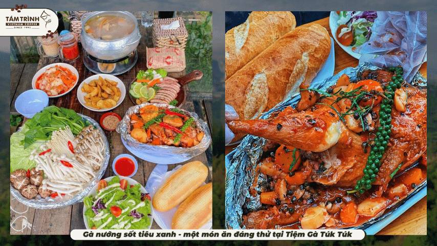 Gà nướng sốt tiêu xanh - một món ăn đáng thử tại Tiệm Gà Túk Túk