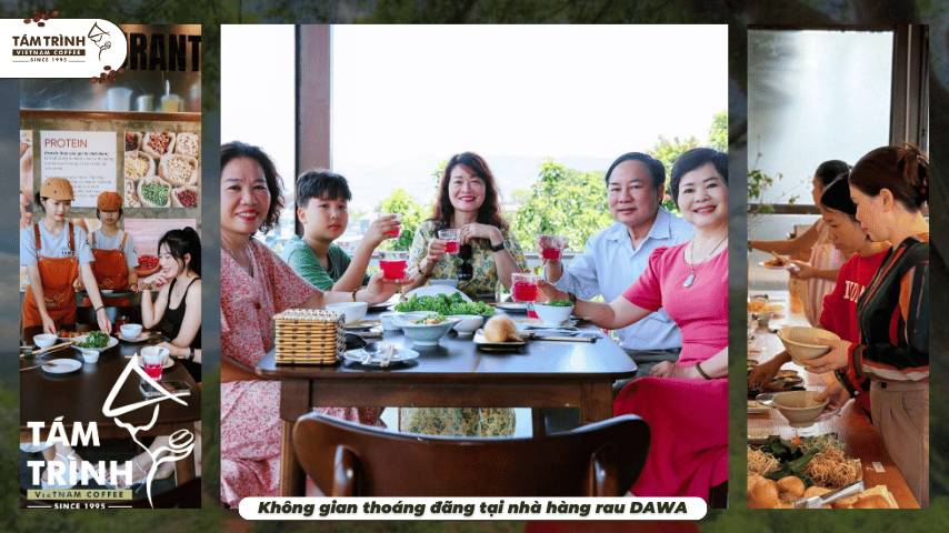 Không gian thoáng đãng tại nhà hàng rau DAWA