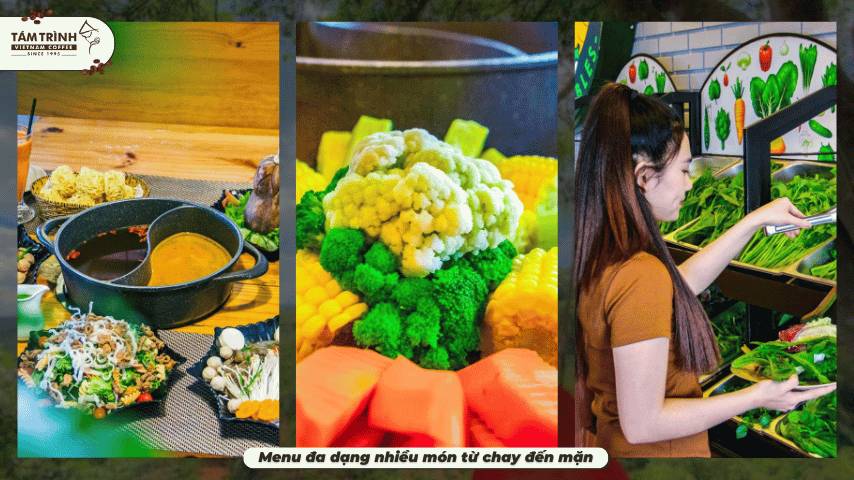Menu đa dạng với nhiều món ăn