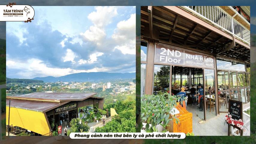 Phong cảnh nên thơ bên ly cà phê chất lượng