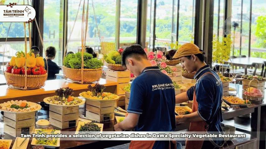 Tam Trinh provides a selection of vegetarian dishes in DaWa Specialty Vegetable Restaurant