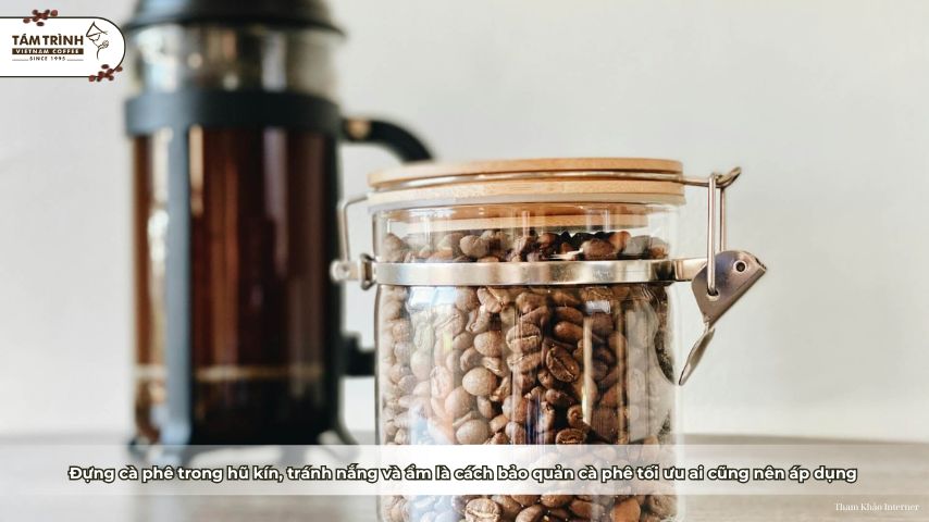 Đựng cà phê trong hũ kín, tránh nắng và ẩm là cách bảo quản cà phê tối ưu ai cũng nên áp dụng